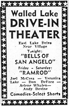 Walled Lake Drive-In Theatre - Old Ad From 1948